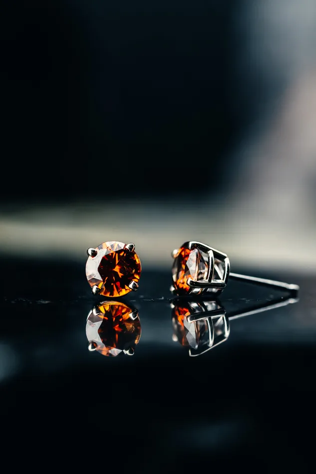Earrings 14k White Gold Brown Zircon Stud Earrings Coast Gemological Resources