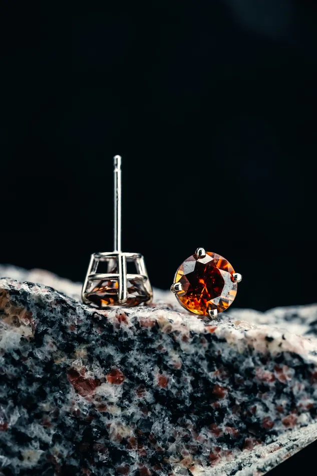 Earrings 14k White Gold Brown Zircon Stud Earrings Coast Gemological Resources