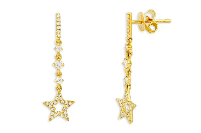 Earrings 14kt Gold Open Stars Diamonds Stud Albert Hern Earrings