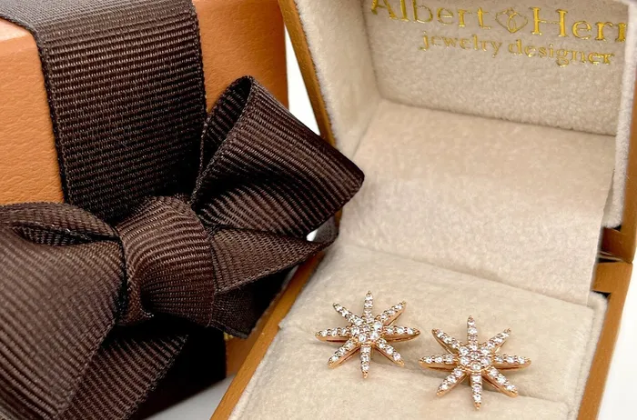 Earrings 18kt Gold Starburst Diamonds Albert Hern Earrings
