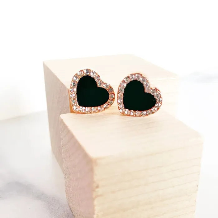 Earrings ClaudiaG Onyx Heart Earrings