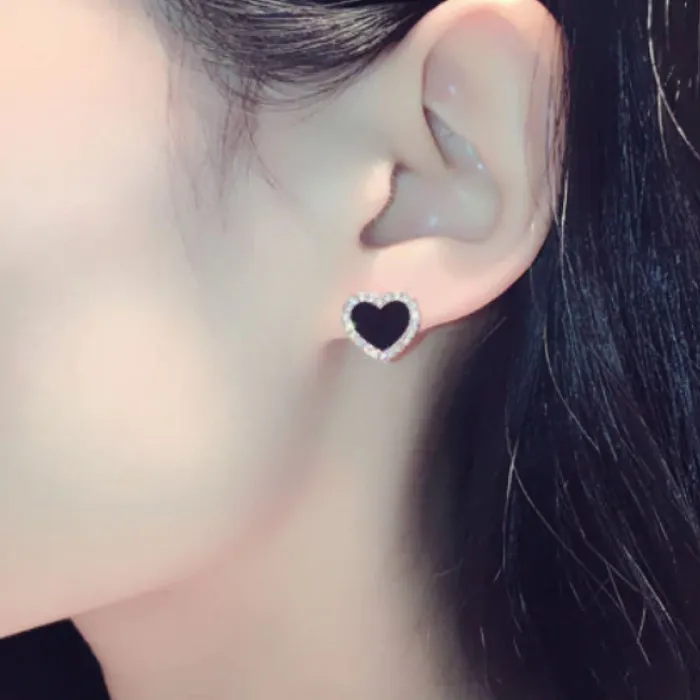 Earrings ClaudiaG Onyx Heart Earrings