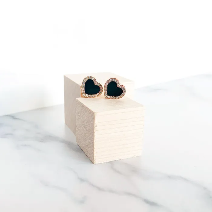 Earrings ClaudiaG Onyx Heart Earrings