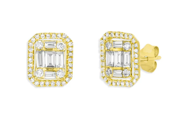 Earrings Earrings 18kt Yellow Gold Emerald Illusion Diamonds Halo Studs Albert Hern Earrings Earrings 18kt Yellow Gold Emerald Illusion Diamonds Halo Studs Albert Hern