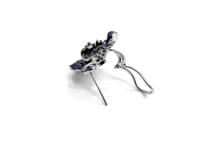 Earrings Flowers with Blue Sapphires Degrade Diamonds Albert Hern Earrings