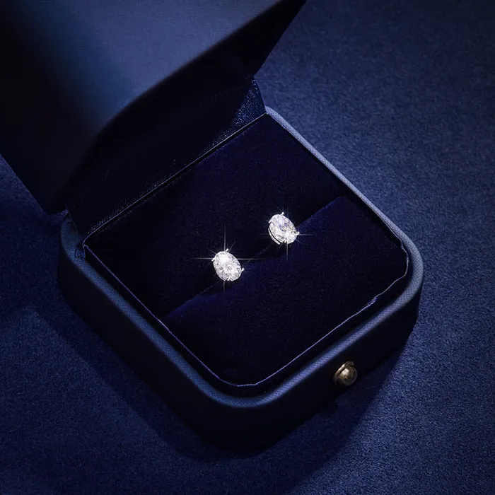 Earrings icezeusshop 2CTW S925 Silver Oval cut Moissanite Stud Earrings