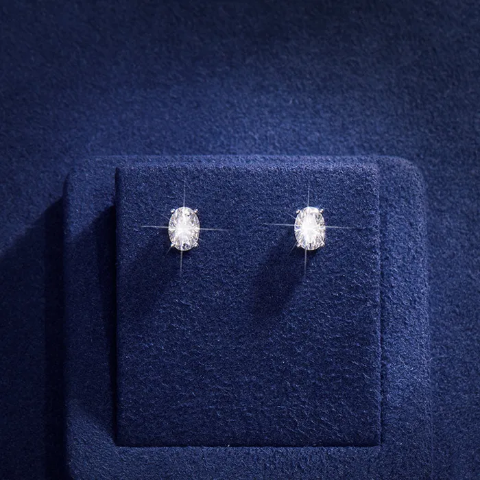 Earrings icezeusshop 2CTW S925 Silver Oval cut Moissanite Stud Earrings