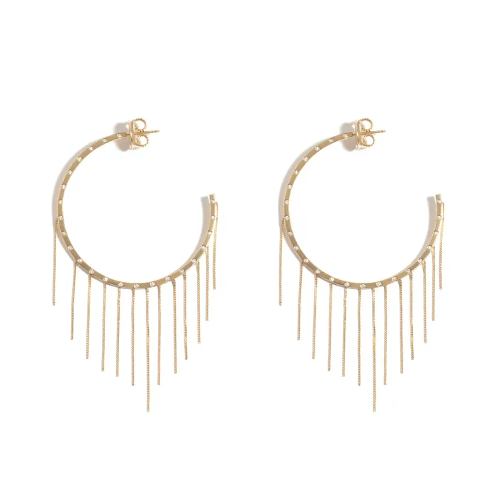 Earrings Jack Vartanian NEW VINTAGE FRINGE HOOP EARRING IN 18K YELLOW GOLD WITH DIAMOND Earrings Jack Vartanian NEW VINTAGE FRINGE HOOP EARRING IN 18K YELLOW GOLD WITH DIAMOND