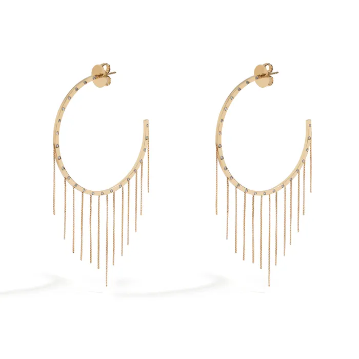 Earrings Jack Vartanian NEW VINTAGE FRINGE HOOP EARRING IN 18K YELLOW GOLD WITH DIAMOND Earrings Jack Vartanian NEW VINTAGE FRINGE HOOP EARRING IN 18K YELLOW GOLD WITH DIAMOND