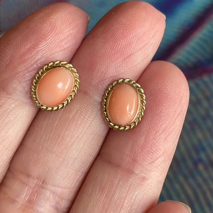 Earrings Vintage Paris Jewelry Coral Earrings Rope Bezel 14k Gold Vintage Earrings Vintage Paris Jewelry Coral Earrings Rope Bezel 14k Gold Vintage