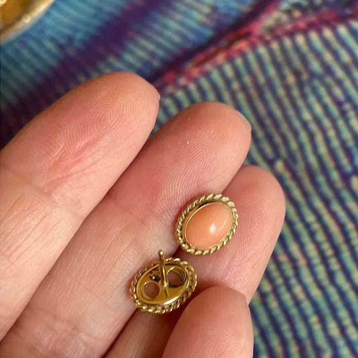 Earrings Vintage Paris Jewelry Coral Earrings Rope Bezel 14k Gold Vintage Earrings Vintage Paris Jewelry Coral Earrings Rope Bezel 14k Gold Vintage