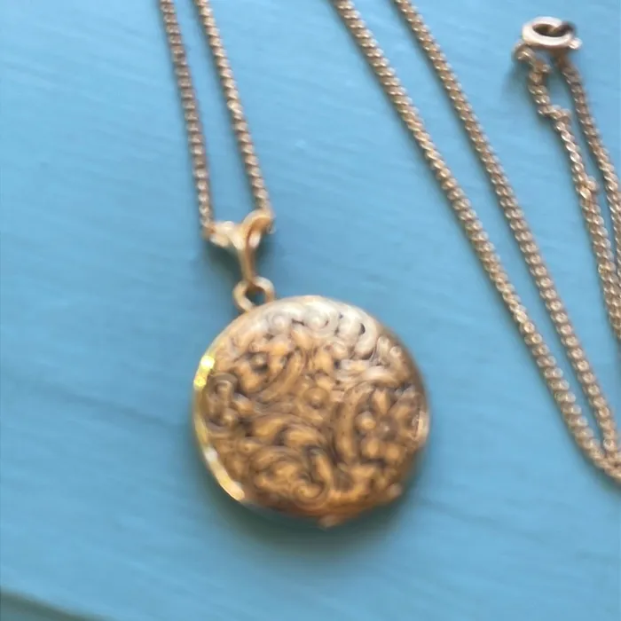 Engraved Flower Locket Gold Filled Vintage Love Vintage Paris Earrings