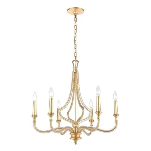 FaireElk Home Earrings La Rochelle 6Lght Chandelier Parisian Gold Leaf