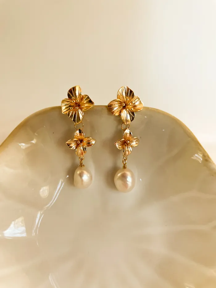Flower Girl Pearl Drops The Minne Design Co Earrings