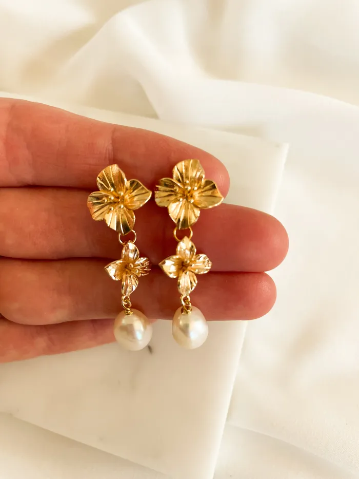 Flower Girl Pearl Drops The Minne Design Co Earrings