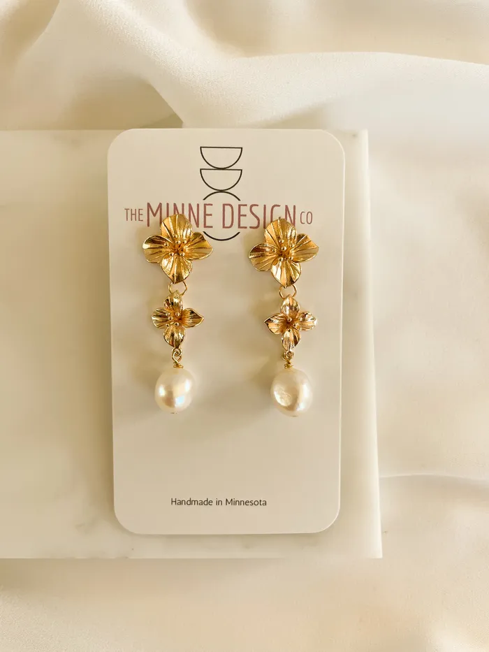 Flower Girl Pearl Drops The Minne Design Co Earrings