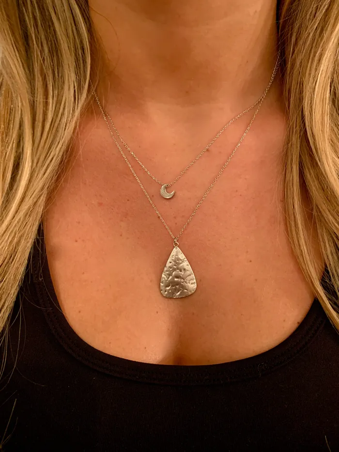 hammered matte triangle pendant necklace bubs sass Necklaces