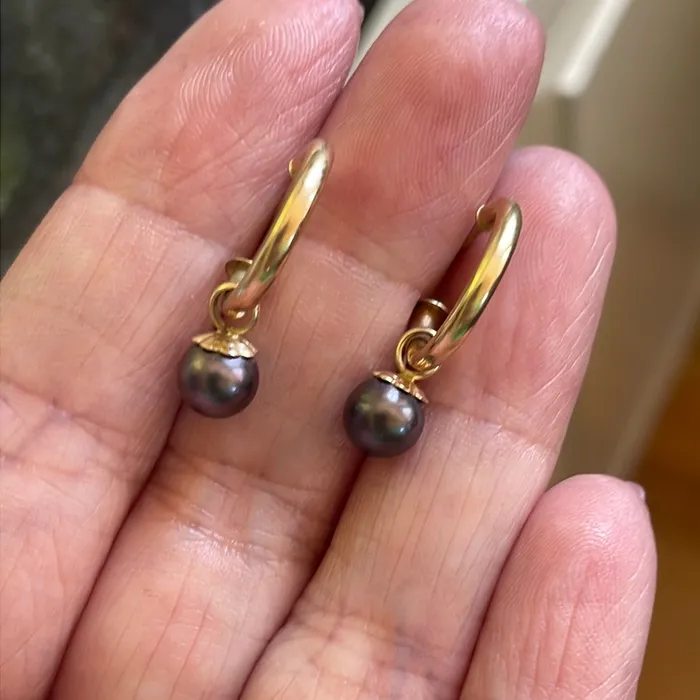 Hoop Earrings Pearl Drop 14k Gold Vintage Vintage Paris Jewelry Earrings