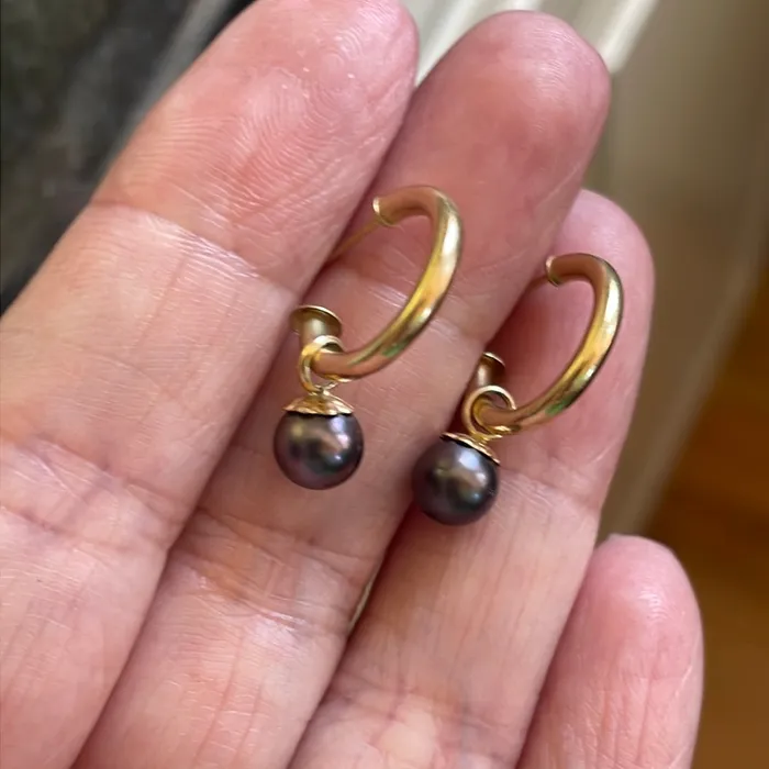 Hoop Earrings Pearl Drop 14k Gold Vintage Vintage Paris Jewelry Earrings Hoop Earrings Pearl Drop 14k Gold Vintage Vintage Paris Jewelry Earrings