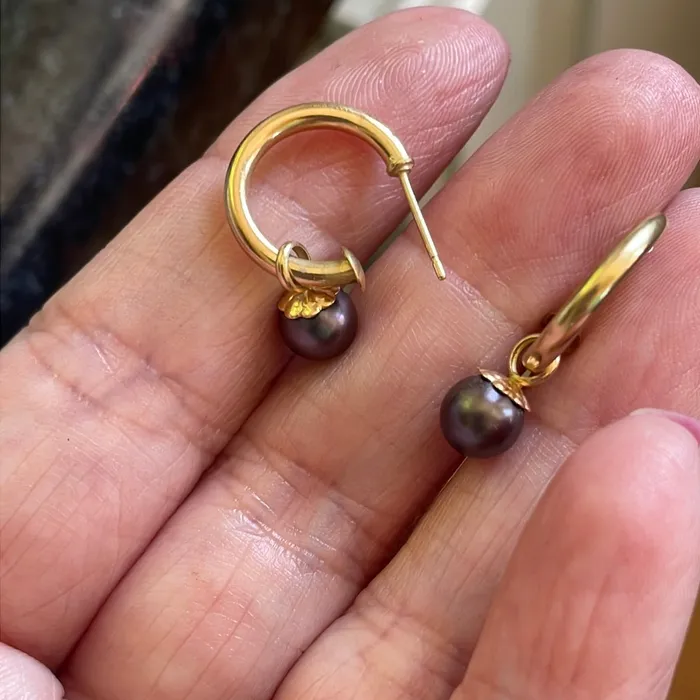 Hoop Earrings Pearl Drop 14k Gold Vintage Vintage Paris Jewelry Earrings Hoop Earrings Pearl Drop 14k Gold Vintage Vintage Paris Jewelry Earrings