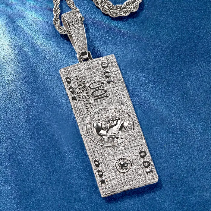 IceZeusShop Necklaces Custom Dollar Bill Ice Out Pendant
