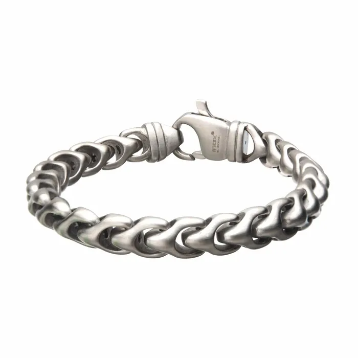 INOX JEWELRY Bracelets Silver Tone Stainless Steel Matte Finish 10mm Large Chain Bracelet INOX JEWELRY Bracelets Silver Tone Stainless Steel Matte Finish 10mm Large Chain Bracelet
