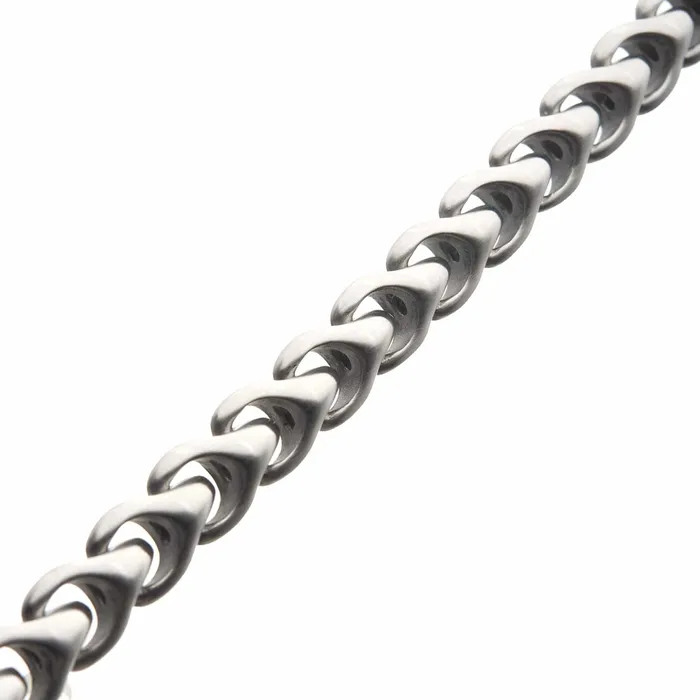INOX JEWELRY Bracelets Silver Tone Stainless Steel Matte Finish 10mm Large Chain Bracelet