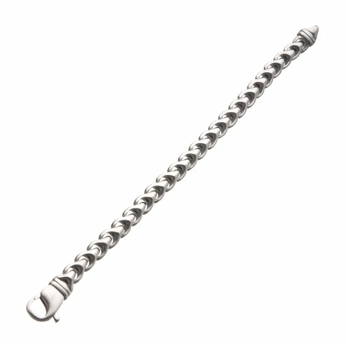 INOX JEWELRY Bracelets Silver Tone Stainless Steel Matte Finish 10mm Large Chain Bracelet