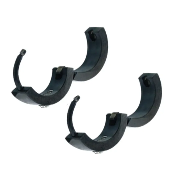 INOX JEWELRY Earrings Black Stainless Steel Single CZ Huggie Earrings