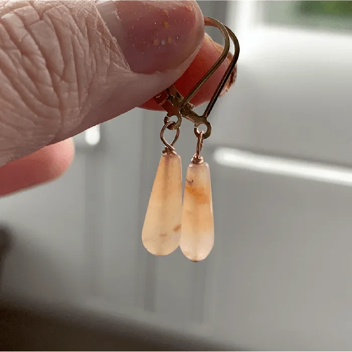 Love Vintage Paris Earrings Carnelian Drop Earrings Gold Filled Handmade