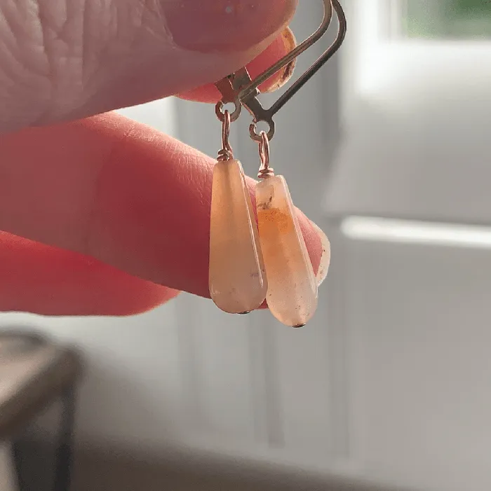 Love Vintage Paris Earrings Carnelian Drop Earrings Gold Filled Handmade