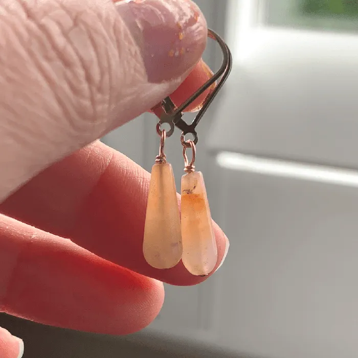 Love Vintage Paris Earrings Carnelian Drop Earrings Gold Filled Handmade