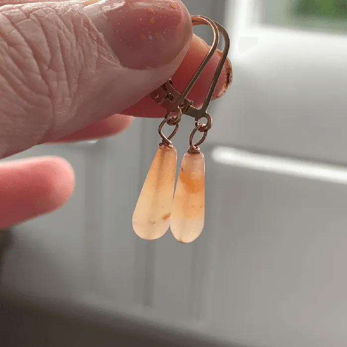 Love Vintage Paris Earrings Carnelian Drop Earrings Gold Filled Handmade