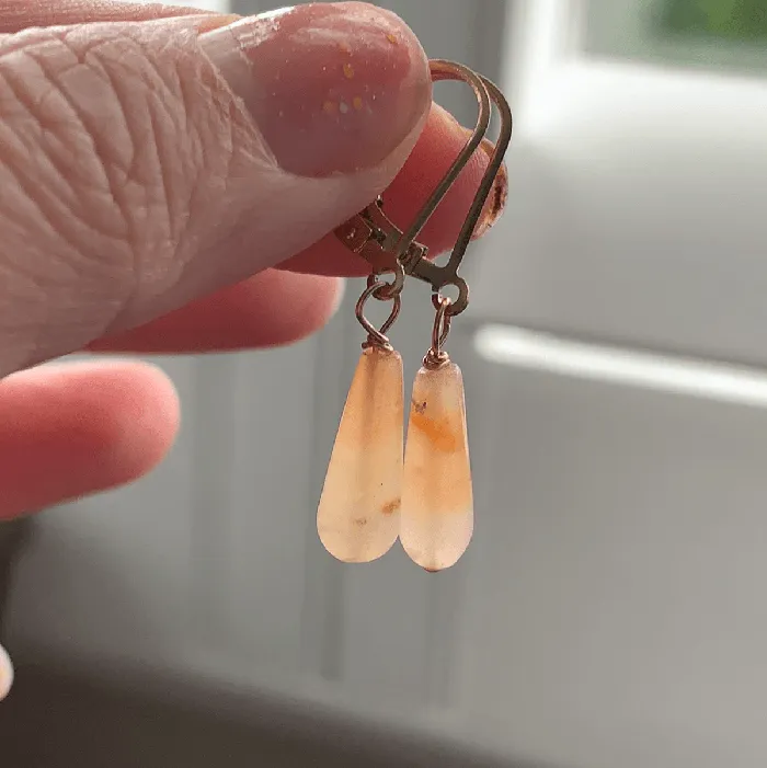 Love Vintage Paris Earrings Carnelian Drop Earrings Gold Filled Handmade
