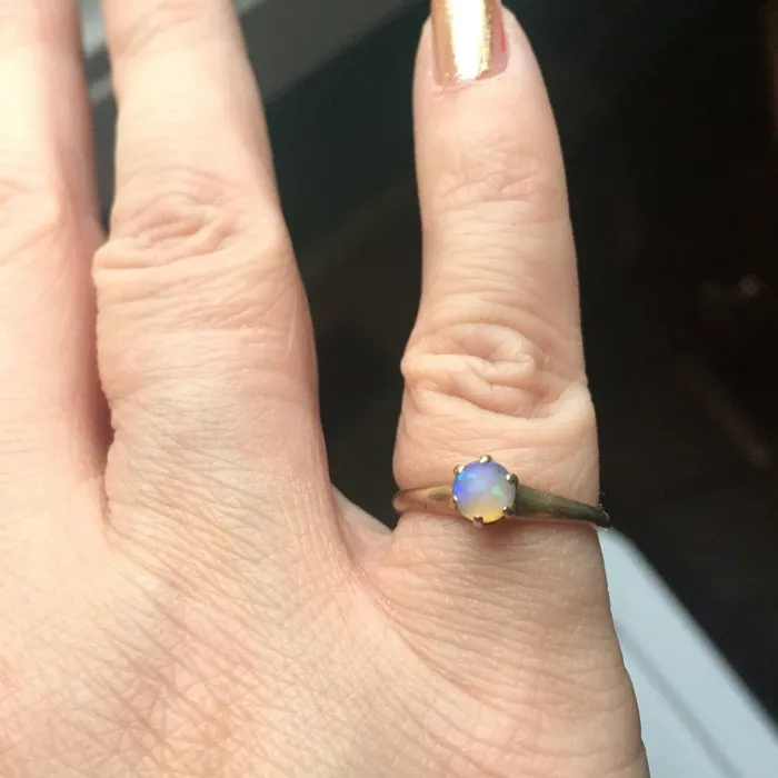 Love Vintage Paris Opal Ring Solitaire 10k Gold Vintage Rings