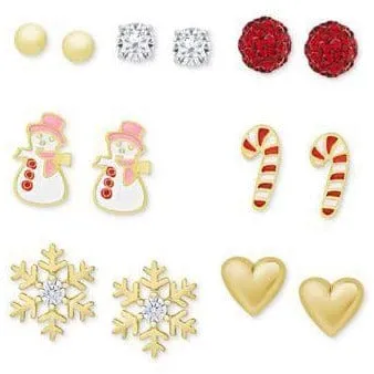 Macys Earrings Christmas Holiday Girls Sterling Silver Earring Set