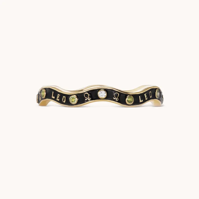 Marlo Laz Rings Leo Zodiac Enamel Wave Band II