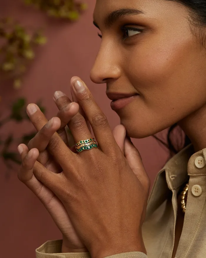 Marlo Laz Rings Leo Zodiac Enamel Wave Band II
