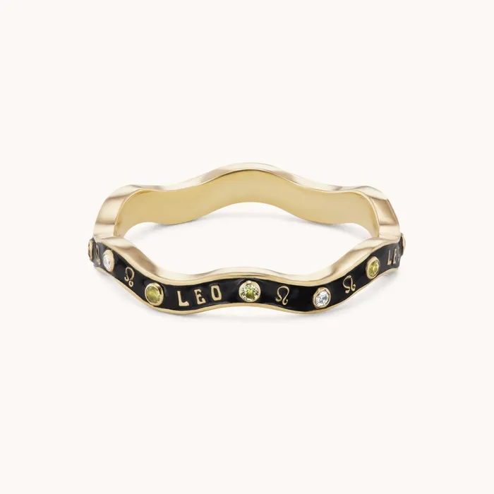 Marlo Laz Rings Leo Zodiac Enamel Wave Band II