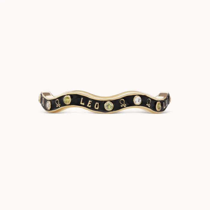 Marlo Laz Rings Leo Zodiac Enamel Wave Band II