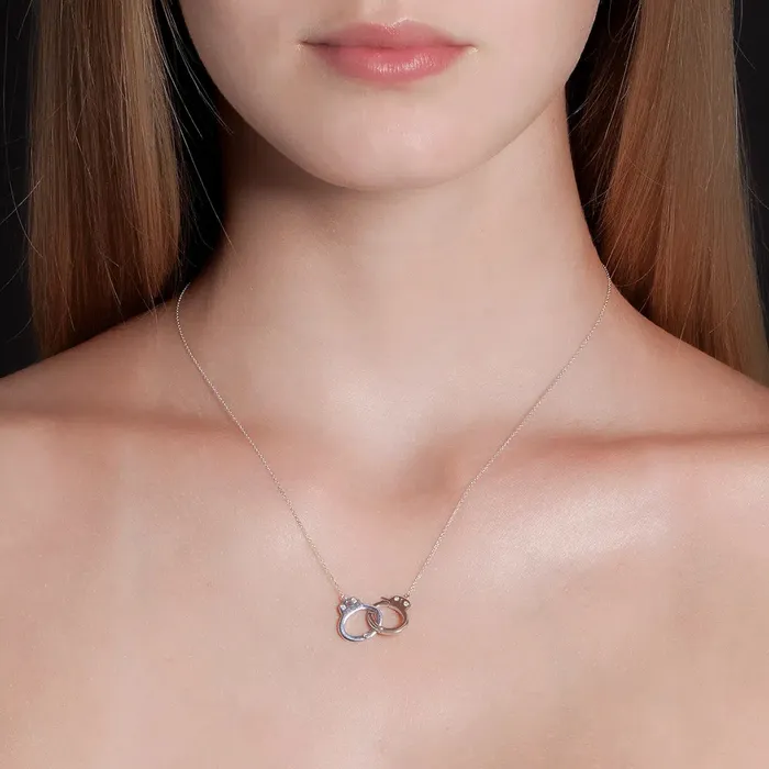 MEDIUM HANDCUFF NECKLACE IN 18K WHITE GOLD WITH DIAMOND Jack Vartanian Necklaces