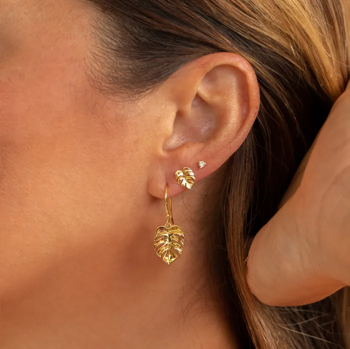 Medium Monstera Drop Earrings misha hawaii Earrings