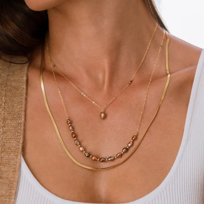 misha hawaii Necklaces Thalia Chocolate Keshi Pearl Necklace