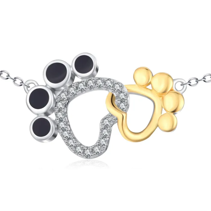 Monica Necklaces Interlocking Paws Necklace for Pet Lovers Solid Sterling Silver Monica Necklaces Interlocking Paws Necklace for Pet Lovers Solid Sterling Silver