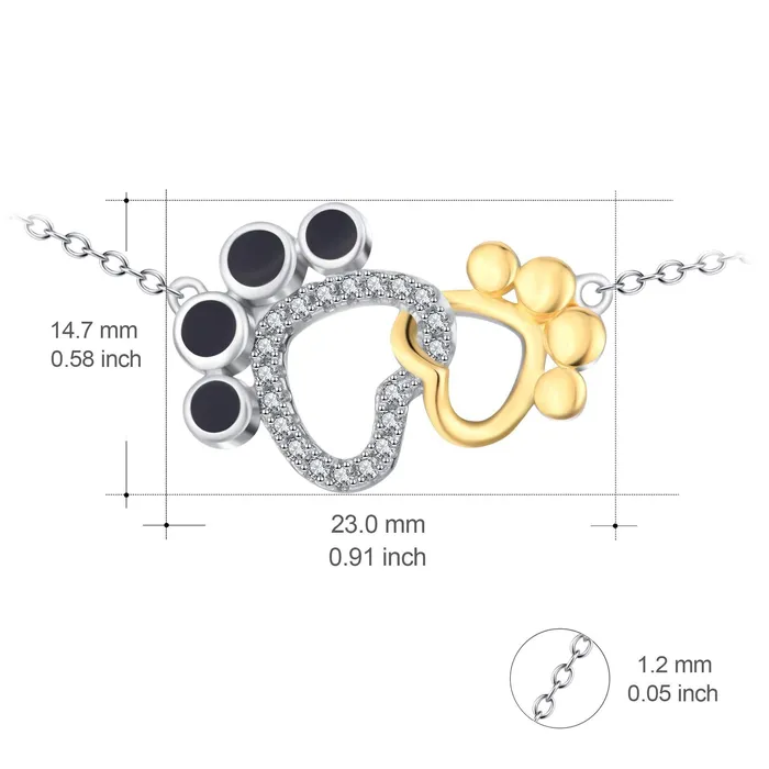 Monica Necklaces Interlocking Paws Necklace for Pet Lovers Solid Sterling Silver