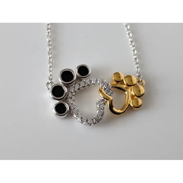 Monica Necklaces Interlocking Paws Necklace for Pet Lovers Solid Sterling Silver