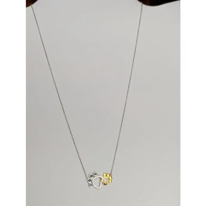Monica Necklaces Interlocking Paws Necklace for Pet Lovers Solid Sterling Silver