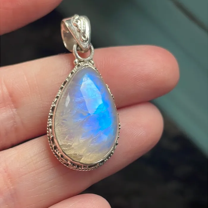 Moonstone Teardrop Pendant Sterling Silver Love Vintage Paris Necklaces