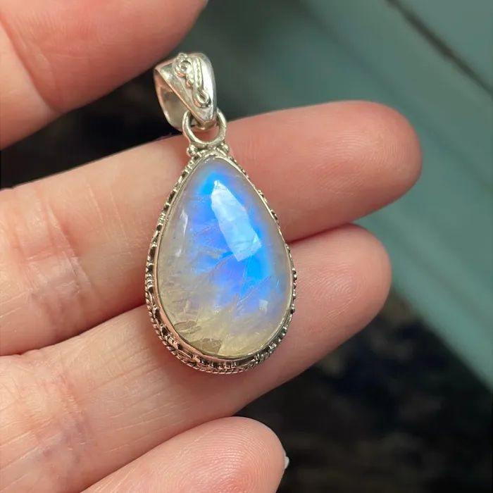Moonstone Teardrop Pendant Sterling Silver Love Vintage Paris Necklaces