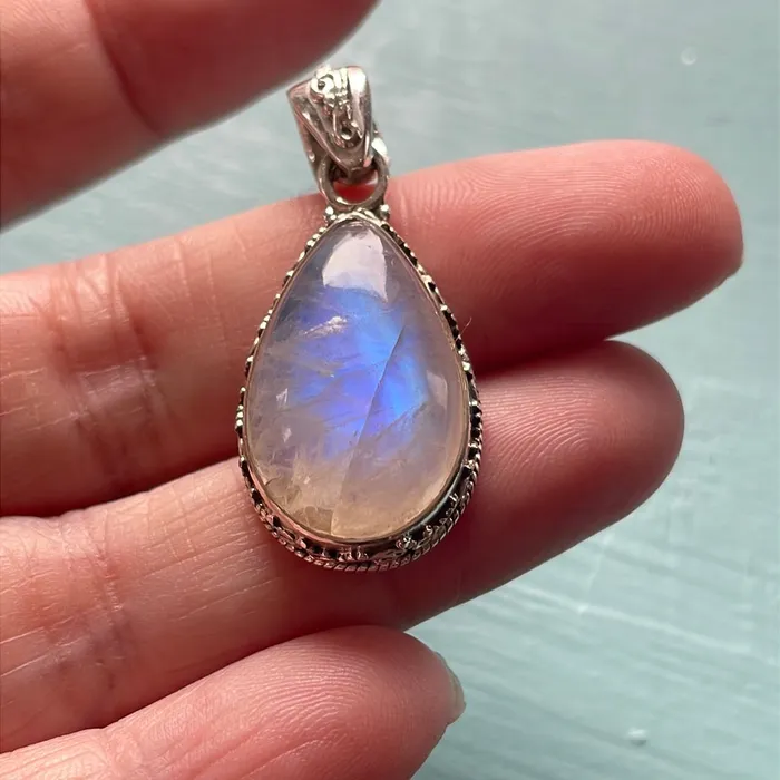 Moonstone Teardrop Pendant Sterling Silver Love Vintage Paris Necklaces